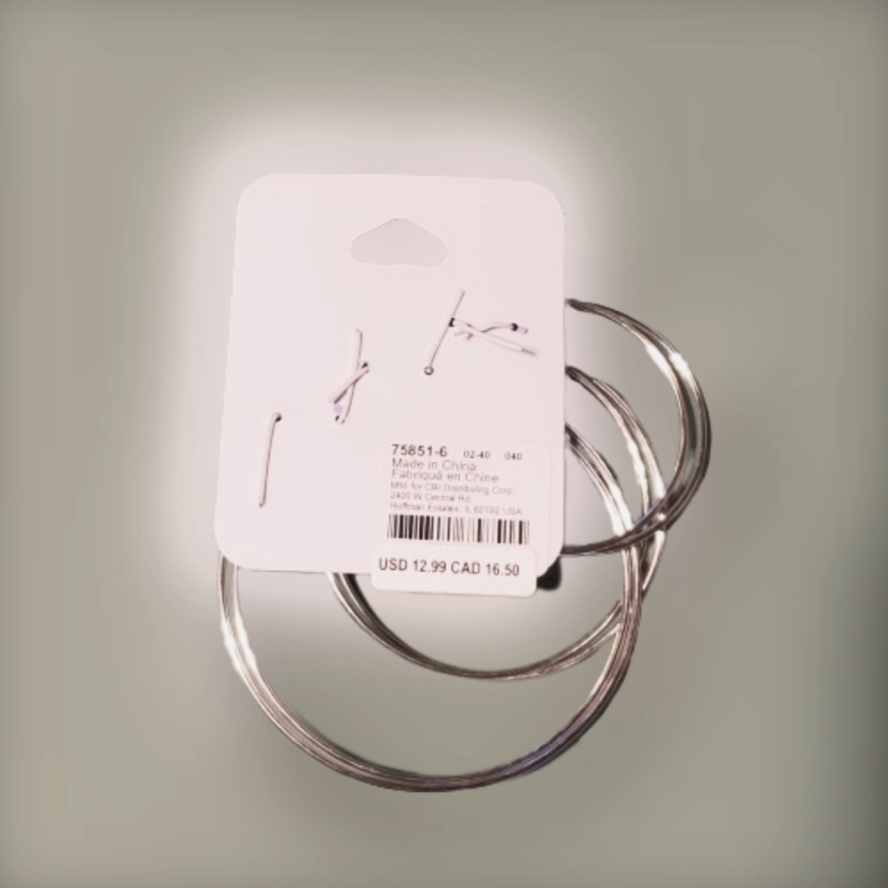 Claires Sensitive Solutions 3pairs Silvertone hoops